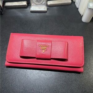 Prada Fuchsia Bow Wallet